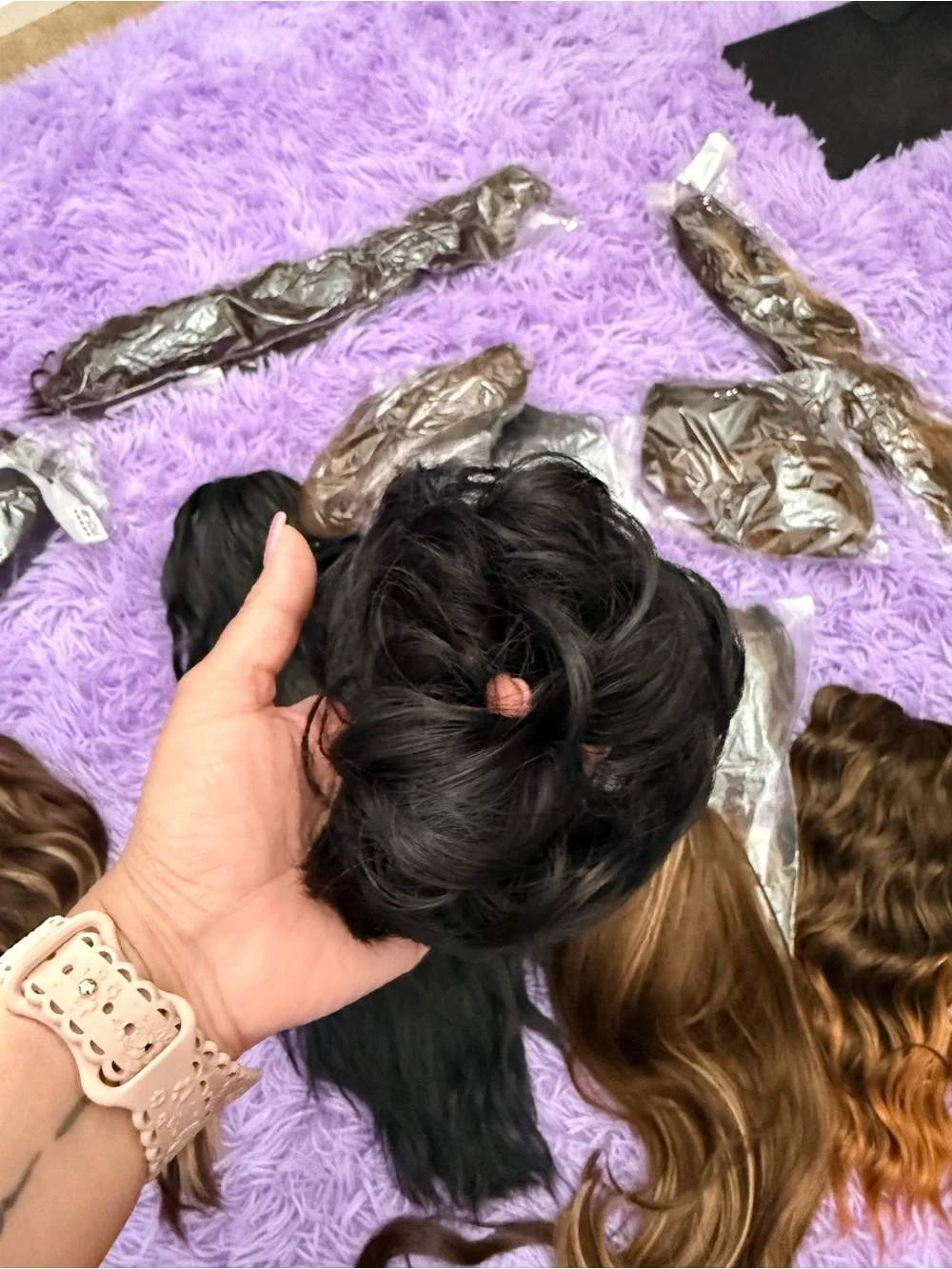 Assorted lot Women’s Hairpieces and Extensions - Black, Brown, Blonde Highlights